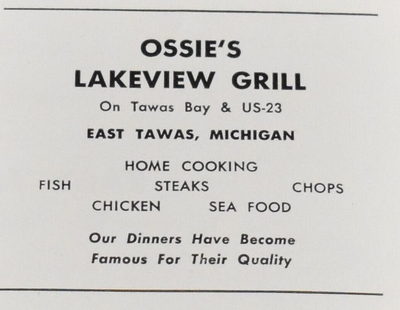 Ossies Lakeview Restaurant (Ossies Lakeview Grill) - Old Ad (newer photo)